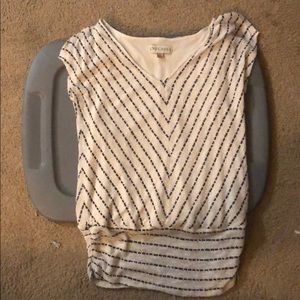 Cream and navy striped sweater